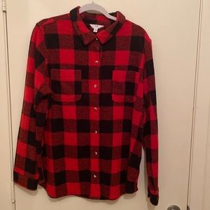 XL big black & red buffalo check shirt.